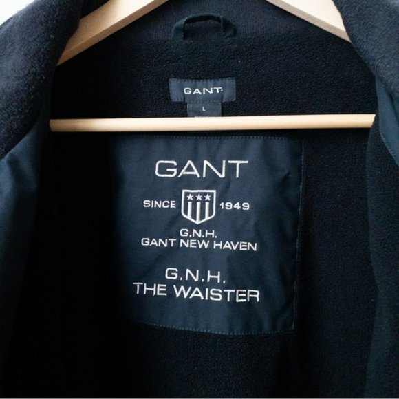 GANT Fleece Lined Navy Blue Bomber Jacket - Picture 2 of 10